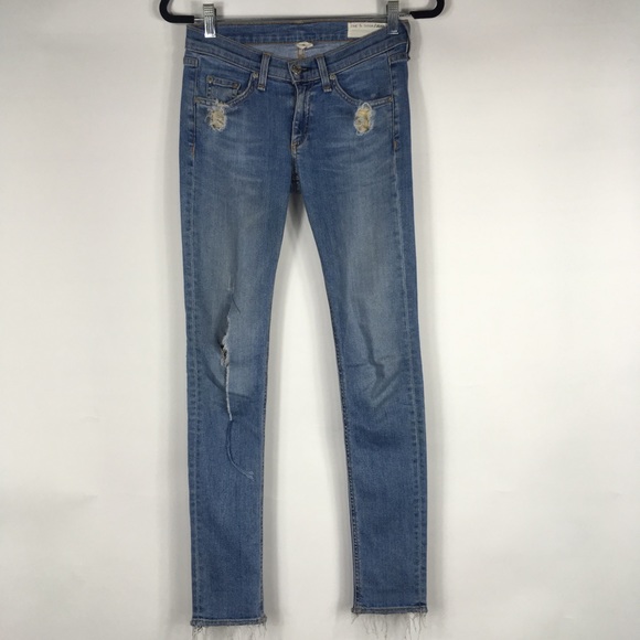 Rag & Bone Jeans Frayed Hem Distressed Skinny - Picture 2 of 8